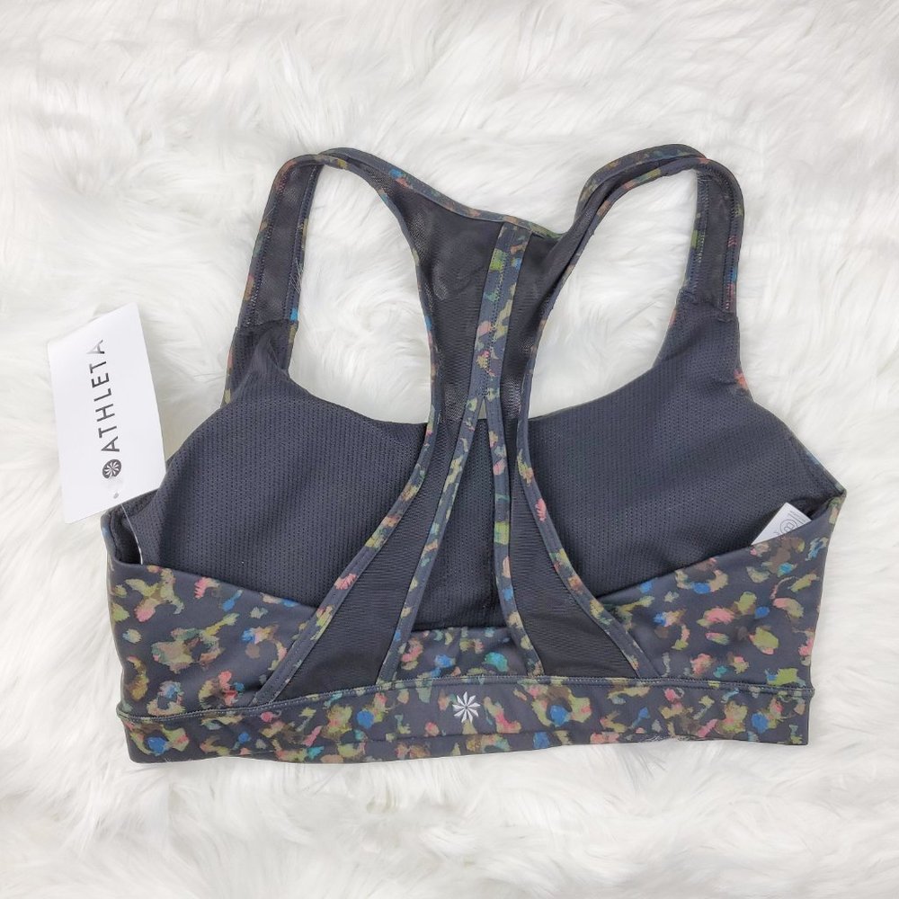 NWT Athleta Black Leopard Printed Contender Bra - Picture 6 of 8
